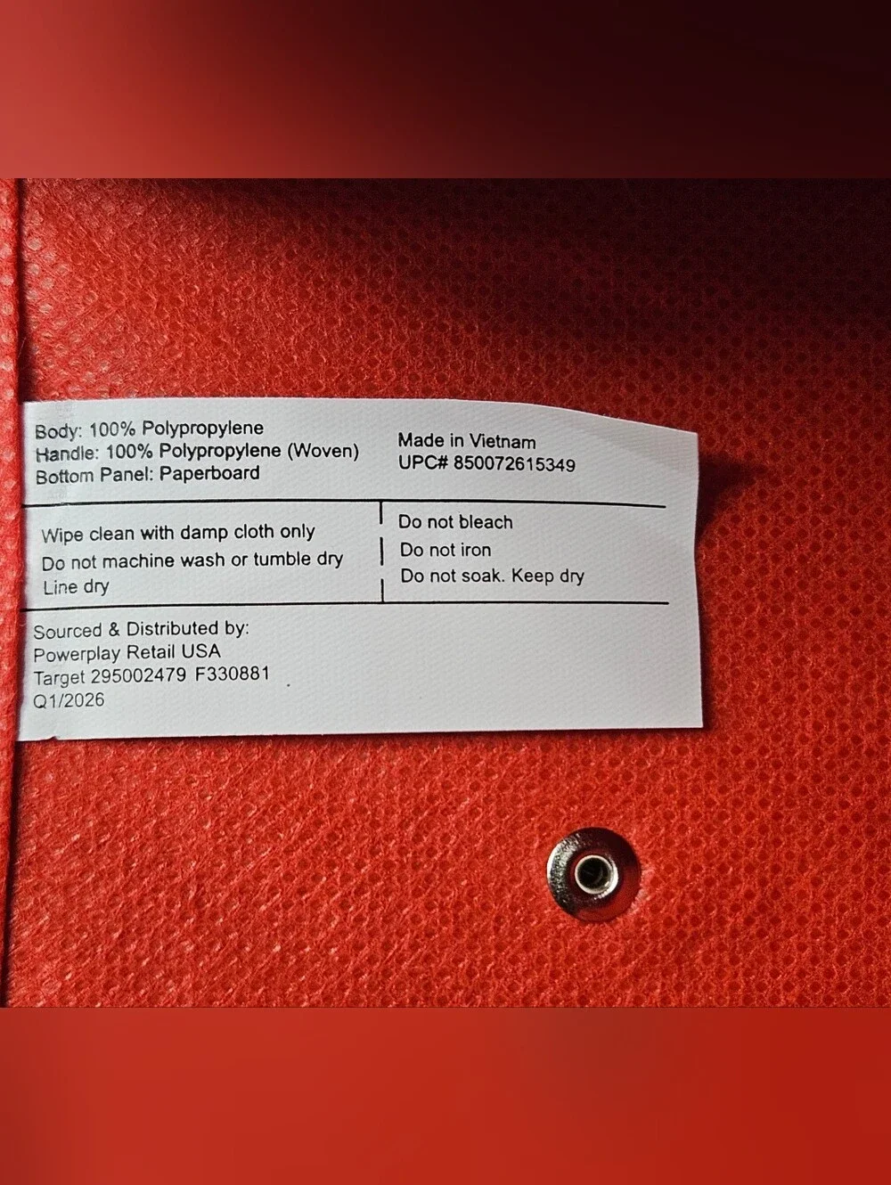 Target red collapsible box-style utility bag. It features a rectangular, boxy sh